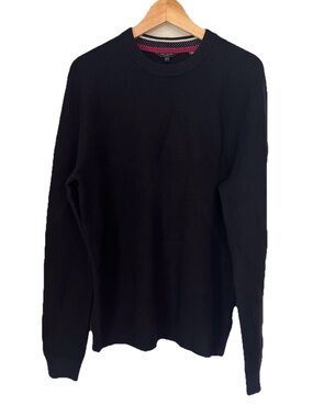 Ted Baker Men’s Ribbed Size Large Long Sleeve Wool Blend Navy Pull Over Sweater